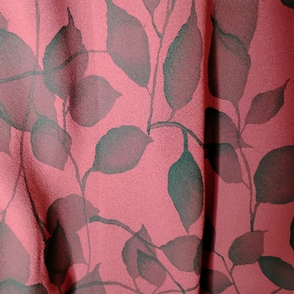 90s Travelsmith Maxi Dress Burgundy Leaf Print Fall Cottagecore Preppy Sz M - Picture 6 of 8